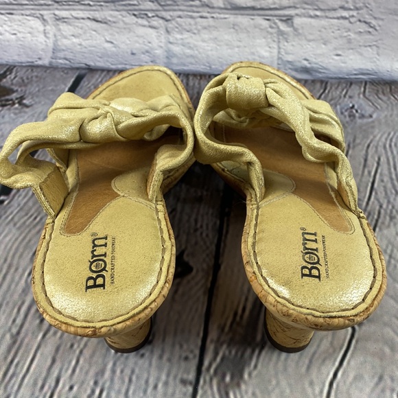 BORN Yellow Shimmer Leather Wedges - Picture 16 of 17